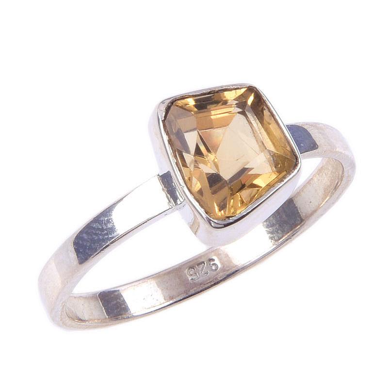 Кольцо из чистого серебра 925 пробы с натуральным цитрином, размер 9,5 A2v61