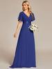 Ever-Pretty Women's Double V-Neck Empire Waist  Floor Length Chiffon Evening Dresses with Short Flutter Sleeves