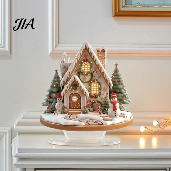 Acrylic Gingerbread House Ornaments Christmas Table Decor, Tree Ornaments, for Desk Waterproof Holiday Desktop Decorations Living Room Bedroom Office