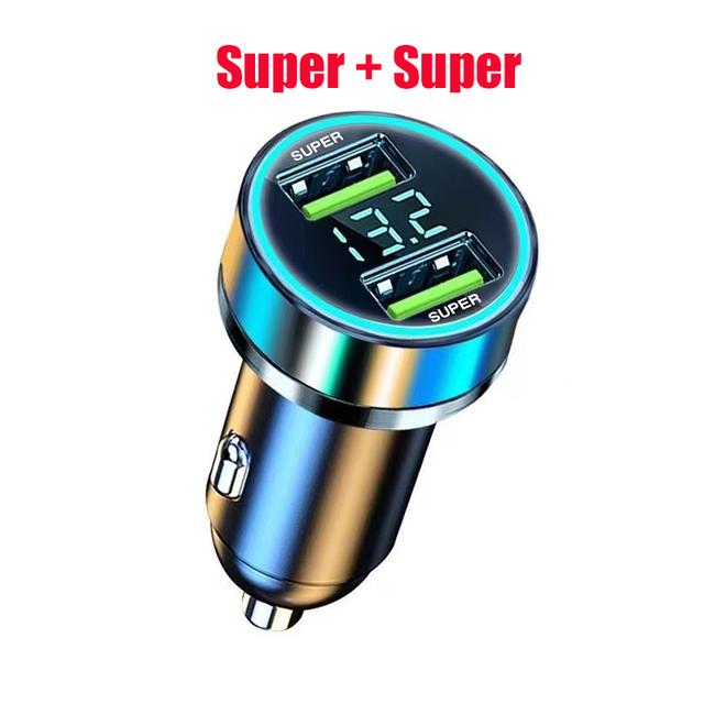 Premium 3.1A Dual USB Car Charger with Voltage Display - Fastest Charging for All Phones