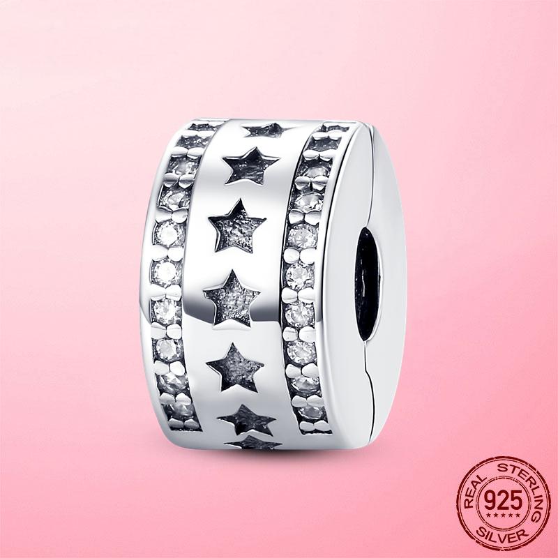 Застежка-зажим, цепочка-зажим из серебра 925 пробы, подвески-звездочки, бусины-стопоры, оригинальный браслет dora, оригинальные украшения своими руками