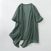 Ultra Thin Cotton Linen Loose Cardigan Women's Mid To Long Blouse Shawl Jacket Paired with Plus Size Sun Protection Shirt