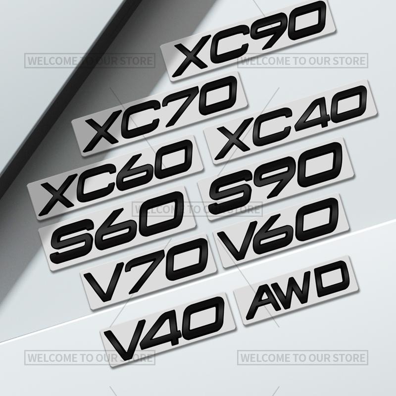 3D Car Styling For Volvo XC40 XC60 XC70 XC90 S60 S90 V70 V60 V40 AWD Glossy Black Emblem Badge Metal Stickers Rear Trunk Decals