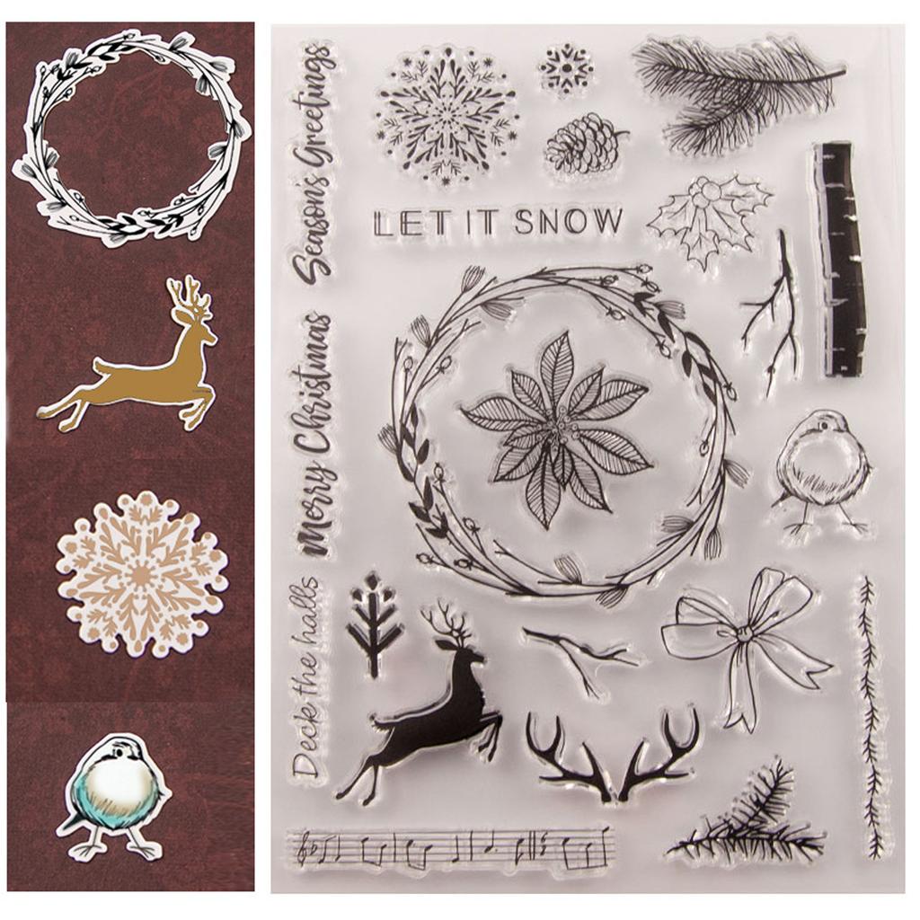 Рождественский олень Снежинка Прозрачные штампы Прозрачные штампы для фотоальбомов Дневников Поздравительных открыток