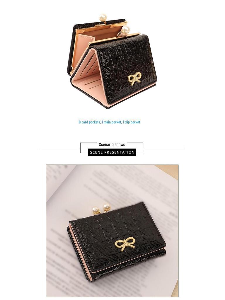 Korean Style Women's Tri-Fold Wallet - Cute Butterfly Design, Compact Card Holder