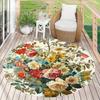 Round Vintage Botanical Flower Print Rug Non-slip Floor Mat for Living Room Bedroom Vanity Area Home Decoration