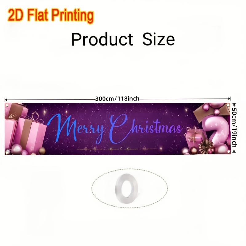 Purple Merry Christmas Christmas Yard Banner, Polyester Outdoor Fence Decor Garden Sign