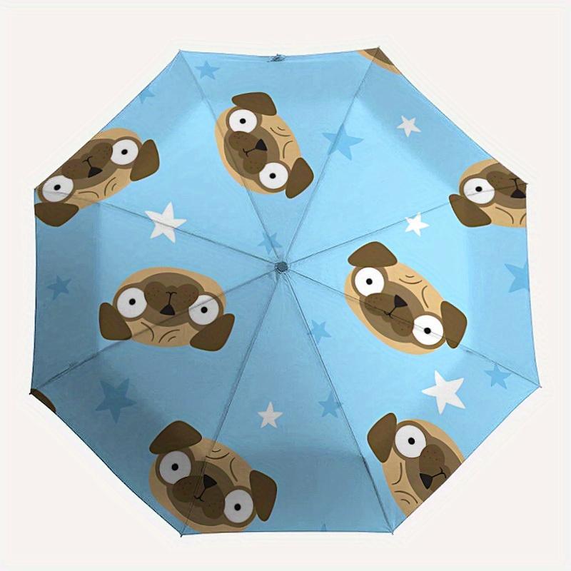 1pc Pug Automatic Folding Umbrella, Portable & Foldable Design with 8 Ribs, Casual Outdoor Accessory yy250805151