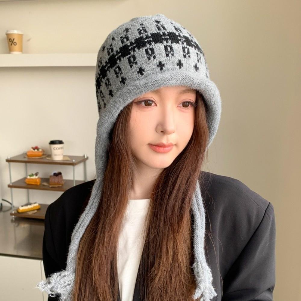 Tassel Tie Knit Hat Windproof Winter Hat New Tassel Beanie Autumn Winter Daily Wear