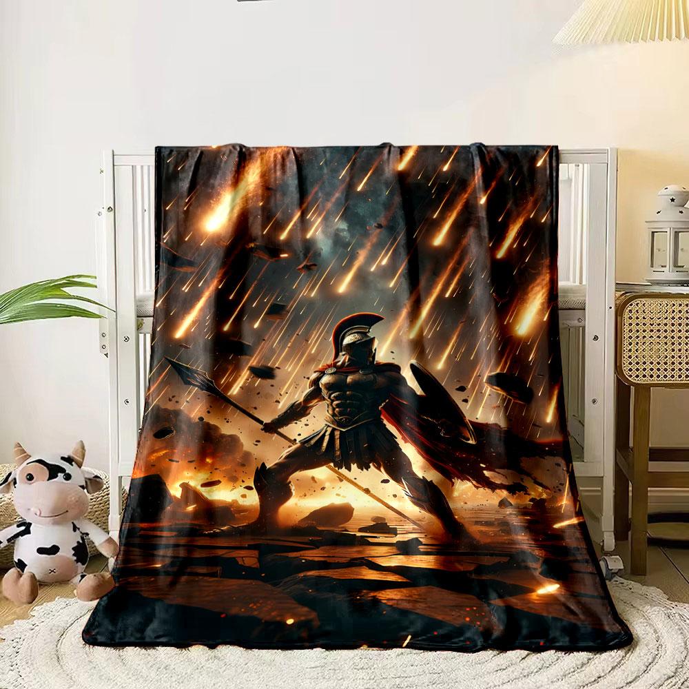 Spartan Warrior Meteor Shower Rug bedroom Blanket for Livingroom Couch lunch break Soft throw for Friend's festival Gift