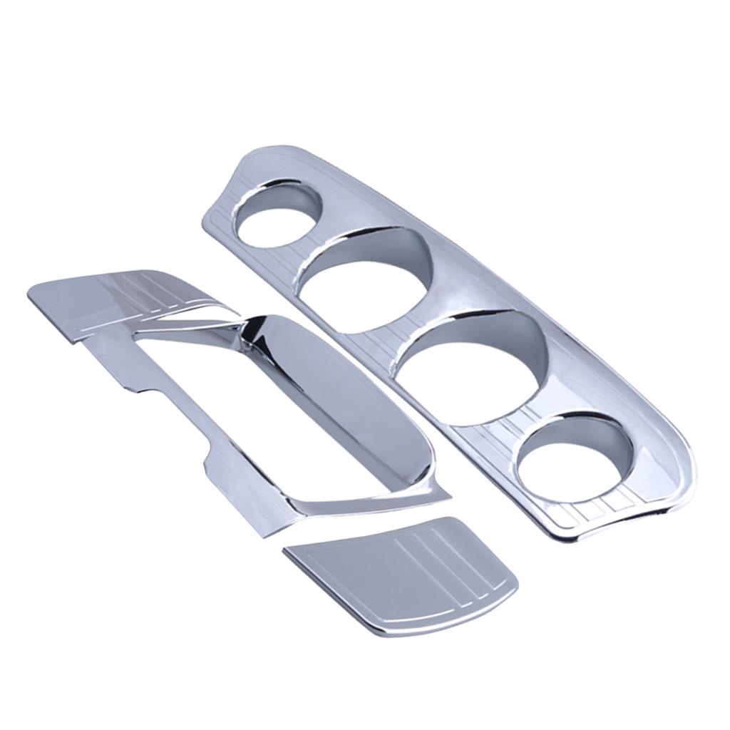 Motorcycle Tri Line Gauge and Stereo Trim Cover Chrome Decorative Accent for Touring Tri Glides 2014-2018