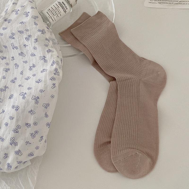 Летние носки женские 76% лиоцелл шелк тонкие дышащие однотонные длинные носки корейский стиль кэжуал уличная одежда средней длины носки