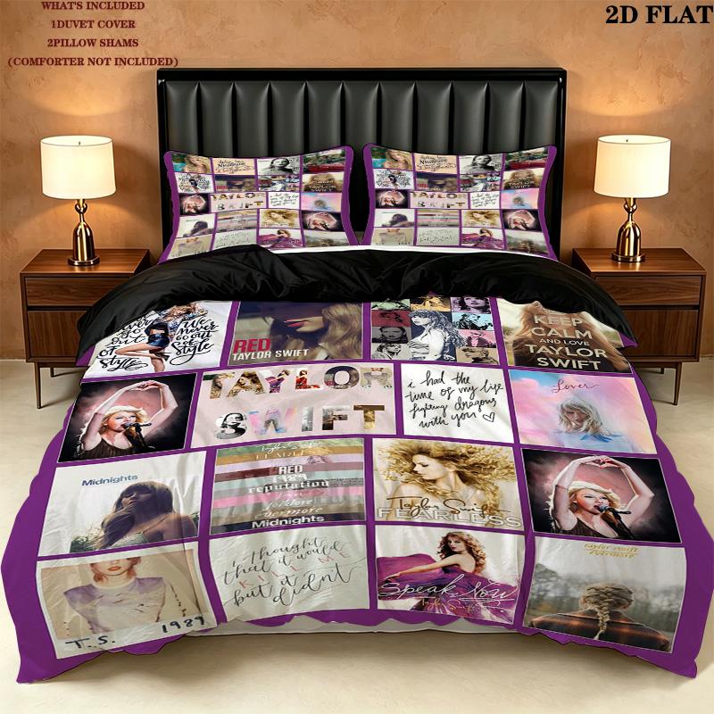 Taylor Pattern Bedding Quilt Set Quilt Cover Pillowcase Home Birthday Gift(1 * duvet cover + 2 * pillowcase, without core)