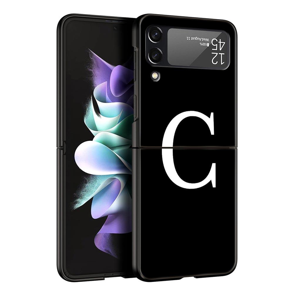Чехол для телефона Samsung Galaxy Z Flip 3 4 5 Жесткий Черный Складной Поликарбонатный Роскошный Для Samsung Z Flip3 Чехол Буква имени A Z Модный