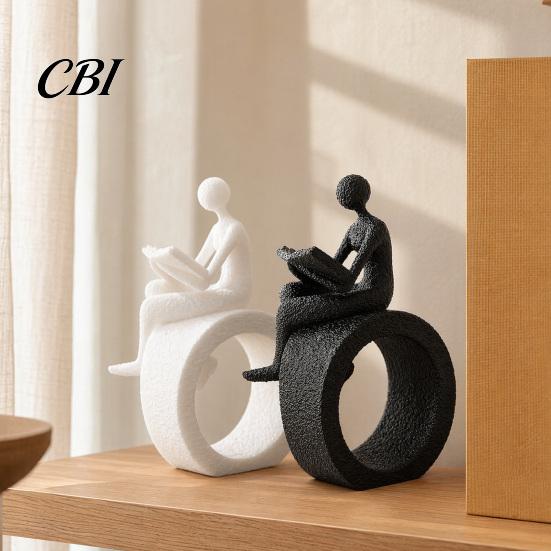 Unique Reading Companion Figurine 3D Printed Figurine, Abstract Reader Statue for Home Nordic Style Literary Desktop Ornament Decor, Modern Minimalist