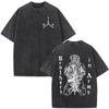 Vintage Washed Justicia Brothers in Arms Double Sided Print Tshirt Men Clothing Casual Cotton Short Sleeves T Shirts Ins
