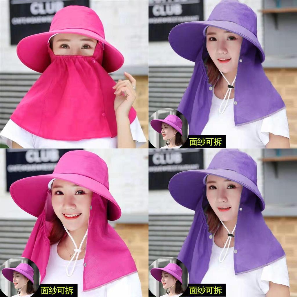 Summer Wide Brim Sun Hat For Women With Neck Coverage In Light Pink Cotton For Outdoor Work