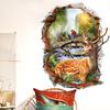 3D Deer Parrot Broken Window Wall Sticker Animals Mural Shop Window Bar Decor