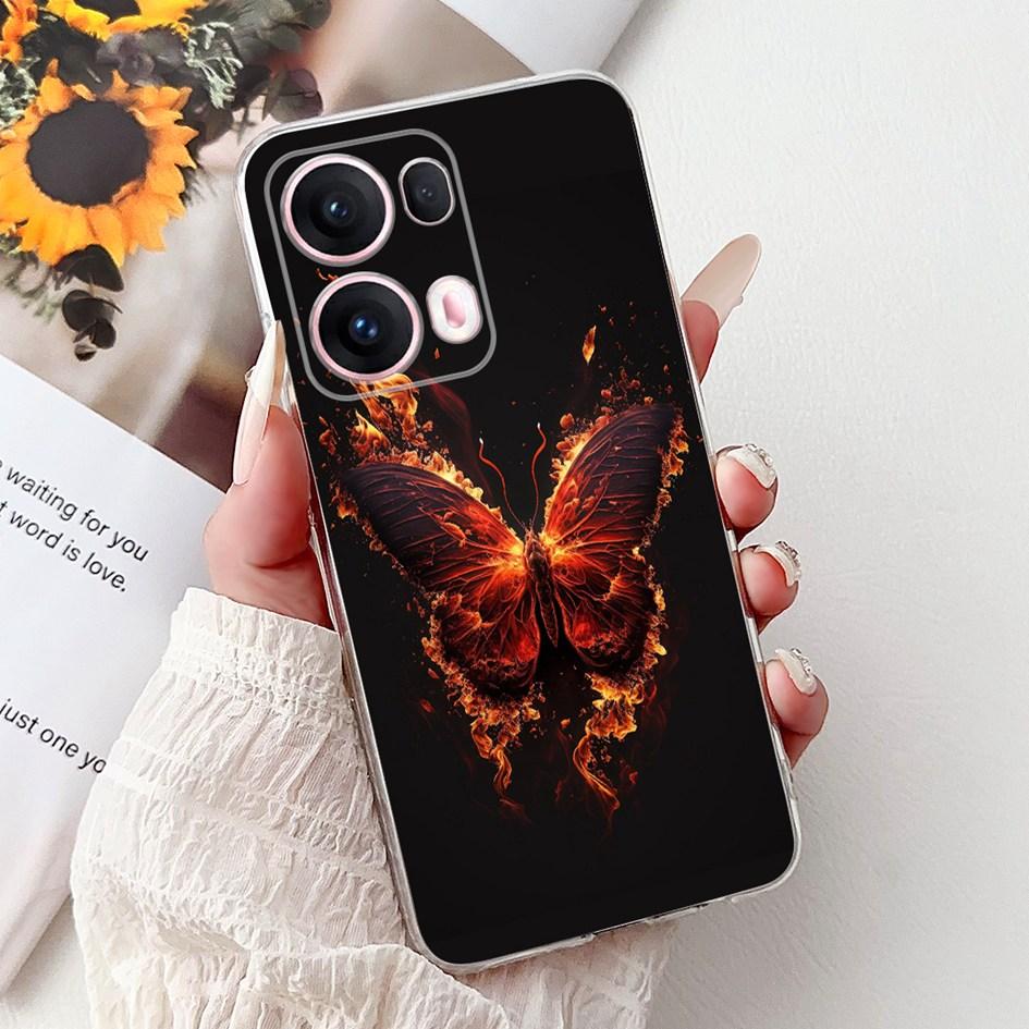 Чехол для OPPO Reno13 Pro 5G CPH2697 Модный Цветок Бабочка Мягкий Силиконовый Чехол для Телефона Для OPPO Reno 13 CPH2689 Reno13Pro Бампер