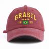 1 шт. Стильная washed бейсболка BRASIL для взрослых, минималистичный ретро-стиль, повседневная, мягкая, регулируемая, кепка для папы, идеальна в качестве подарка