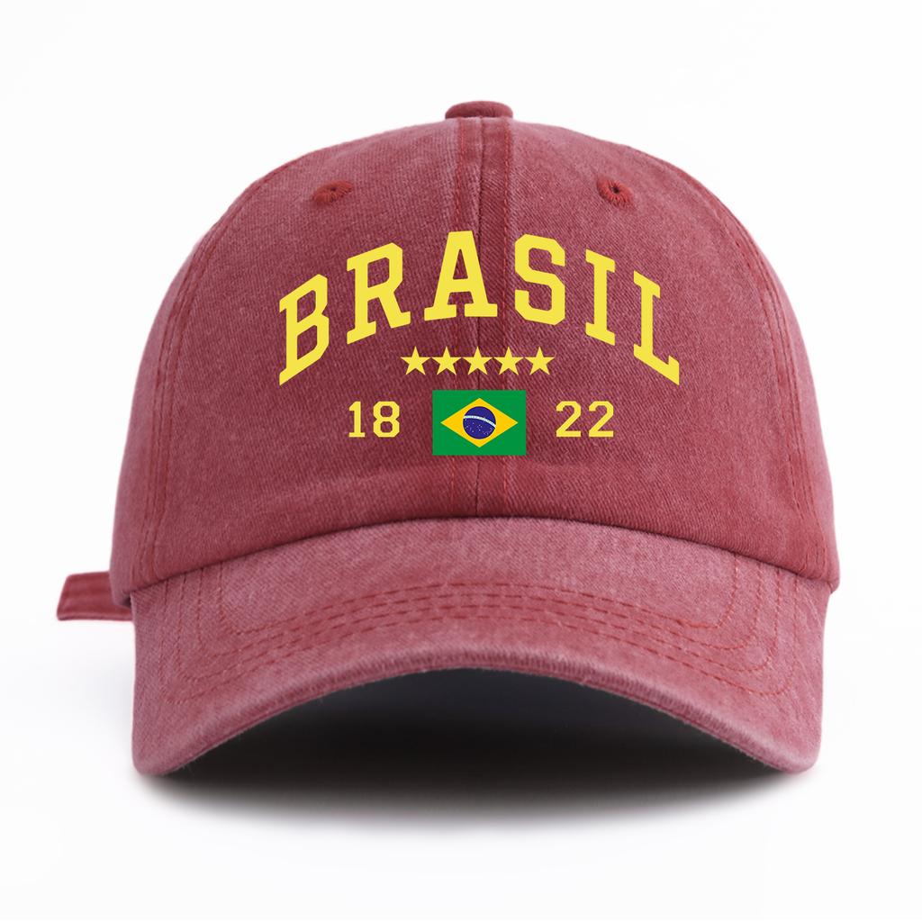 1 шт. Стильная washed бейсболка BRASIL для взрослых, минималистичный ретро-стиль, повседневная, мягкая, регулируемая, кепка для папы, идеальна в качестве подарка