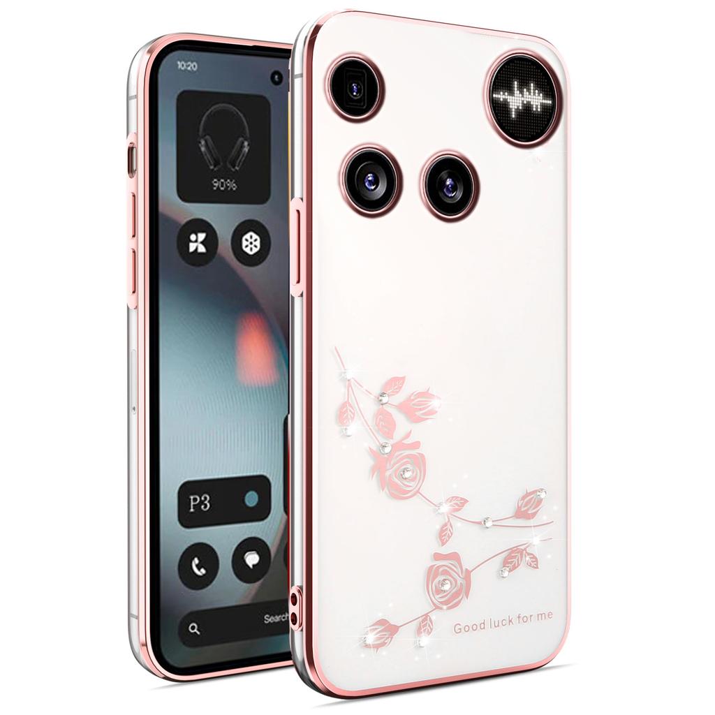 Ни за что Телефон (3) Чехол для 5G с цветочным декором из стразов, ТПУ чехол для телефона