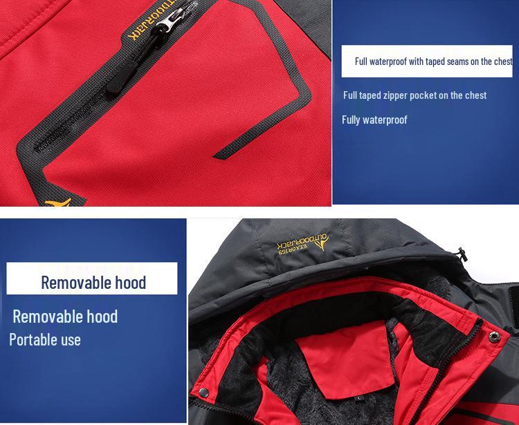 Унисекс зимняя куртка для катания на лыжах и езды на велосипеде большого размера с флисовой подкладкой и плотным хлопковым наполнителем