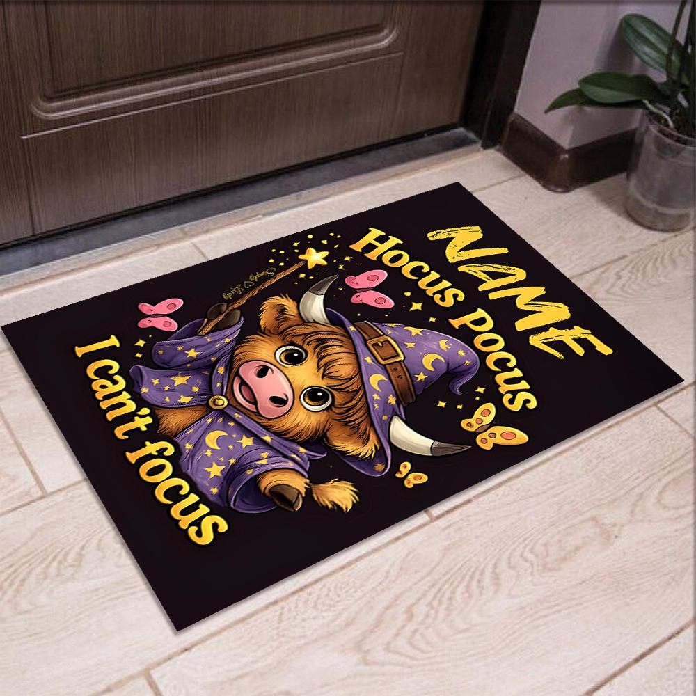 Custom Name Cow Printed Carpet,Rug for Office Chair Living Room Bedroom Kitchen Room Decor Gifts.