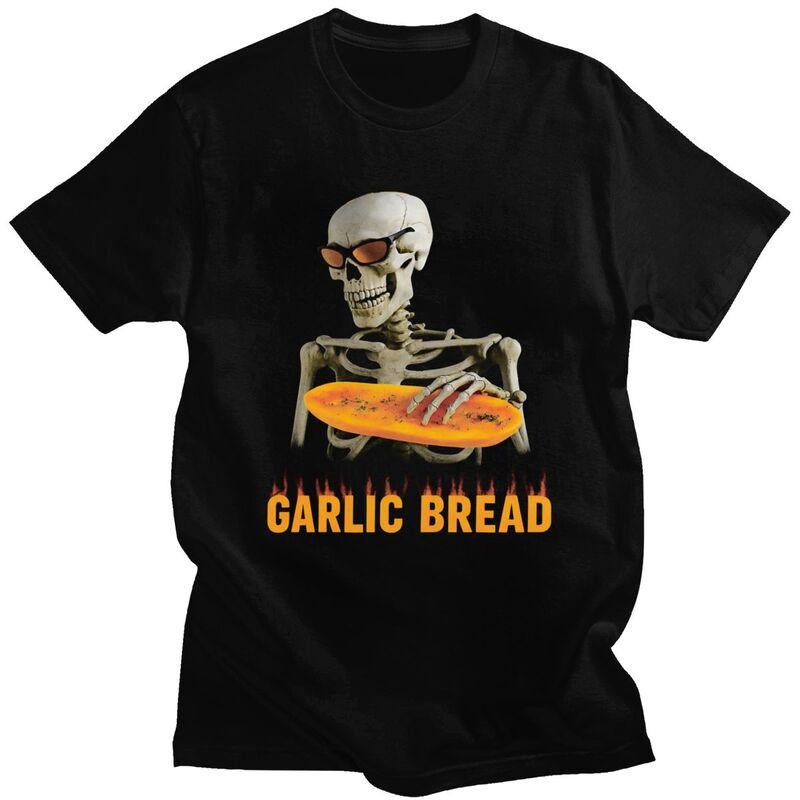 Garlic Bread Skeleton Meme TShirt Pure Cotton Tees Shirt Summer O Neck Tshirt Casual ShortSleeve Clothing For Men Birthday
