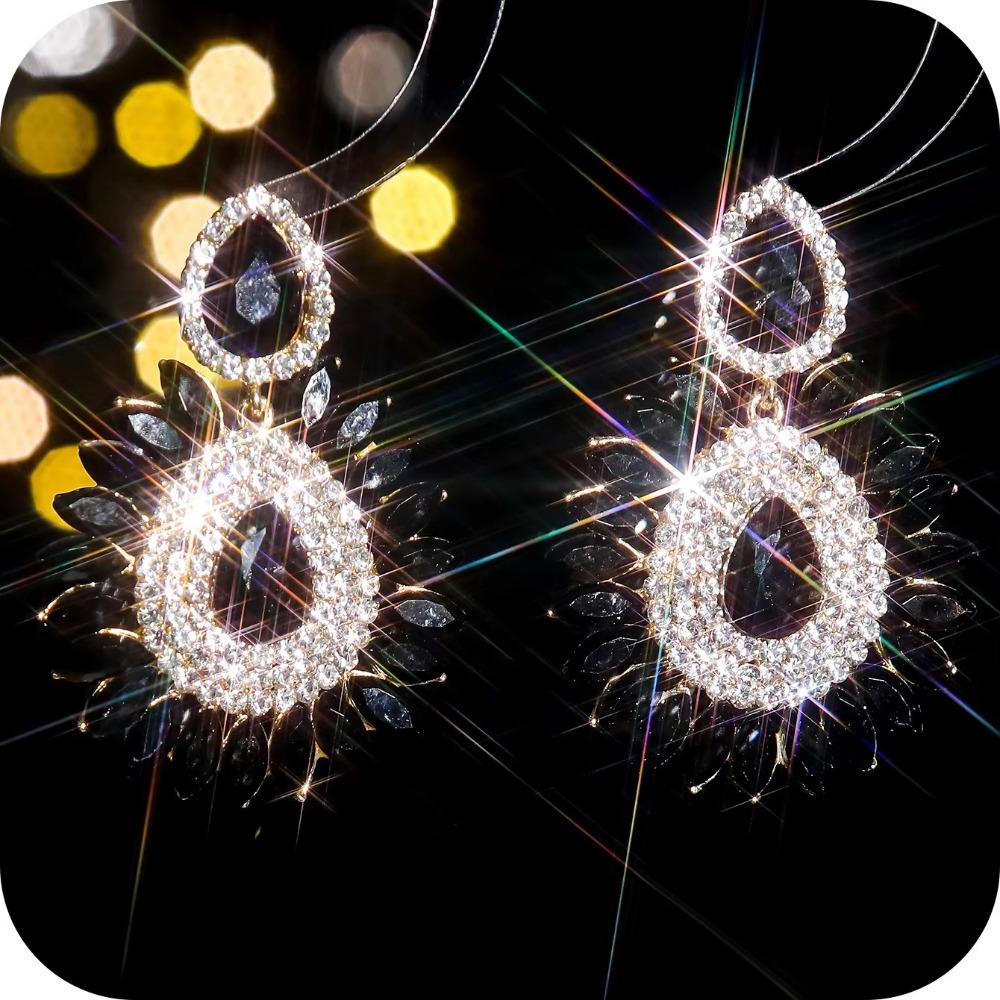 Элегантные серьги-капли со стразами, серьги-подвески с кристаллами в виде подсолнухов, изысканные серьги-капли для леди