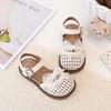 Girls Lace-up Bow Knit Cutout Sandals Kids Beach Closed-Toe Princess Shoes Size 26-34