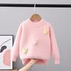 Child Sweater Autumn Winter Pullover Tops Girls Round Neck Sweaters Velvet Cartoon Long Sleeve Knitted Shirt
