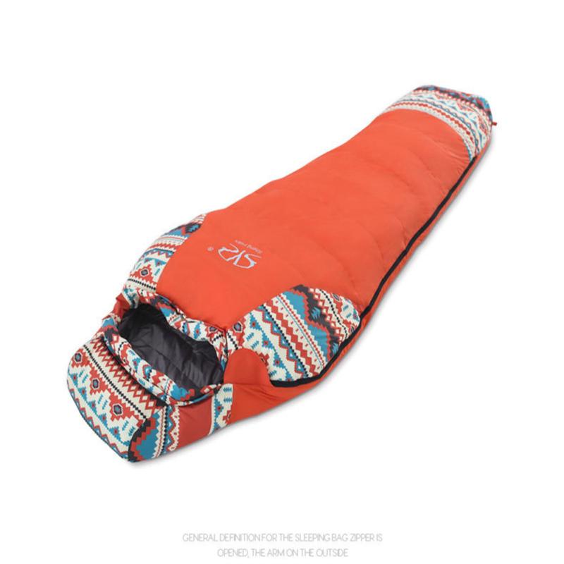 Warm Down Sleeping Bag, Outdoor Ultralight Compact Portable Waterproof Windproof Zippers Sleeping
