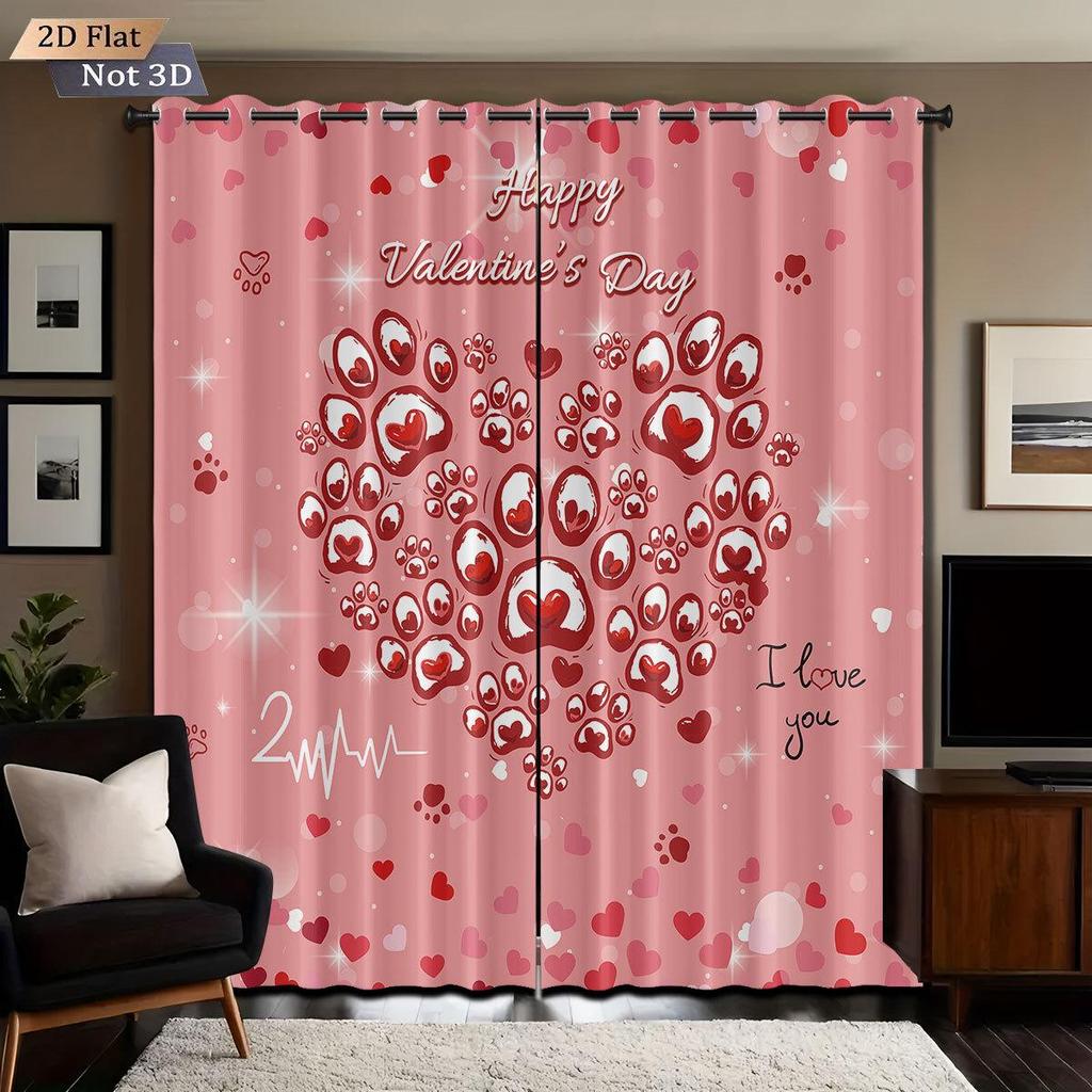 Затемняющие шторы с цифровым принтом в виде сердца ко Дню святого Валентина, Полиэстер на заказ с высокой степенью защиты от солнца.