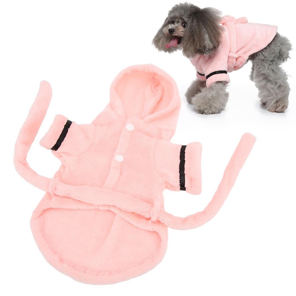 Warm Pet Bathrobe Plush Small Pet Pajama Convenient Dog Hooded Bathrobe Small Dogs