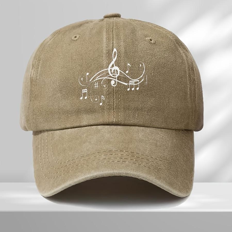 Винтажная Бейсболка Тракер с Музыкальными Нотами Регулируемая Snapback Кепка для Мужчин Женщин Черная с Белым Музыкальным Дизайном