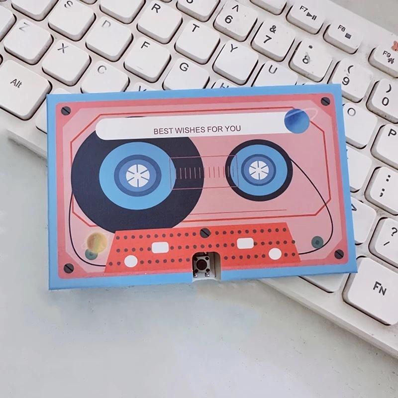 1 Piece Anniversary Gift Message Recorder Cassette Recording Voice Tape Greeting Card Handmade Surprise For Birthdays