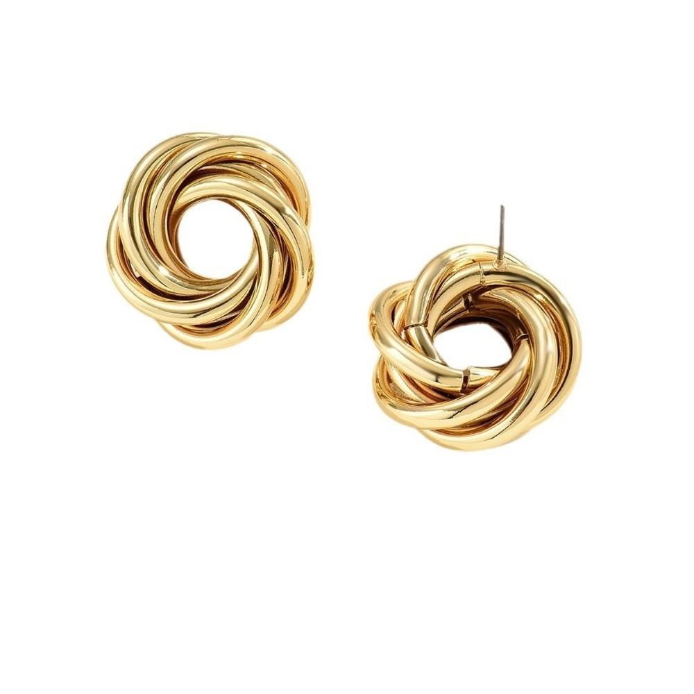 Fashion Jewelry Metal Round Earrings Light Luxury Geometric Circle Earrings Ladies Ear Studs Party