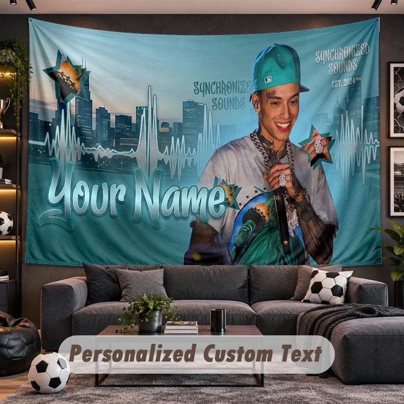 Wall Hanging Tapestry Custom NameCentral Cee Pattern Personalized Printed Fabric Wall Decor