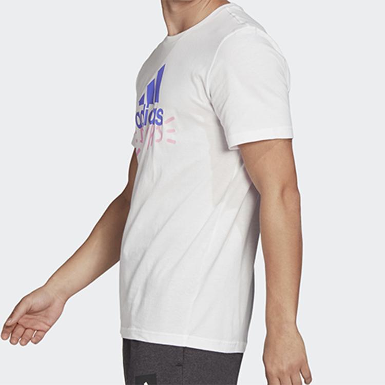 adidas Футболка с круглым вырезом с принтом граффити, мужские топы, белая FN1728