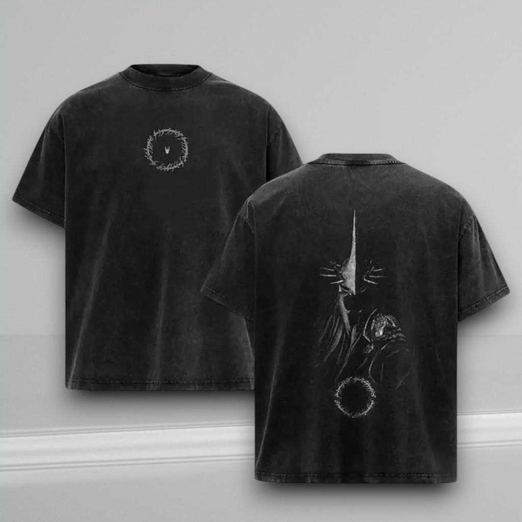 Lord Of The Rings Shirt Sauron Vintage Graphic Tee Dark Fantasy Streetwear Gift For Tolkien Fans Men Women Cotton Tshirt Y2k