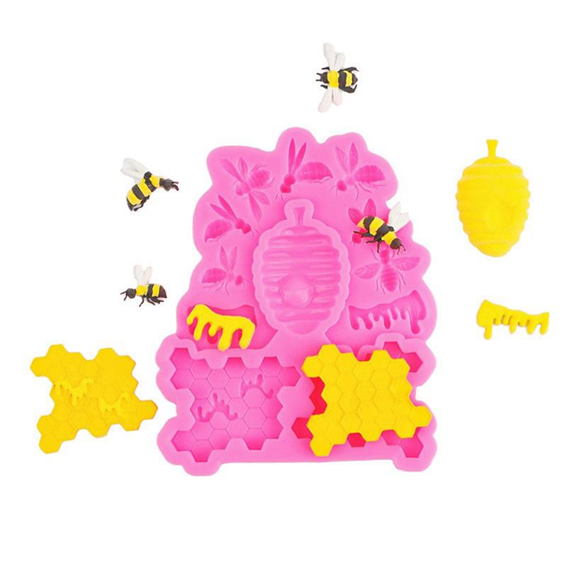 Силиконовая форма Honeybee Honeycomb 3D Beehive Bee Fondant для украшения торта, шоколадные инструменты, кухонные принадлежности для детского душа, дня рождения