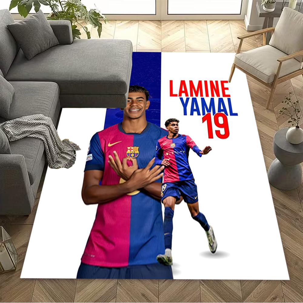 Lamine Yamal's Soccer Journey Carpet Perfect for Balcony Outdoor Dining Room Entryway Anti-slip Rug Anime Office Decor Wedding Party Gift