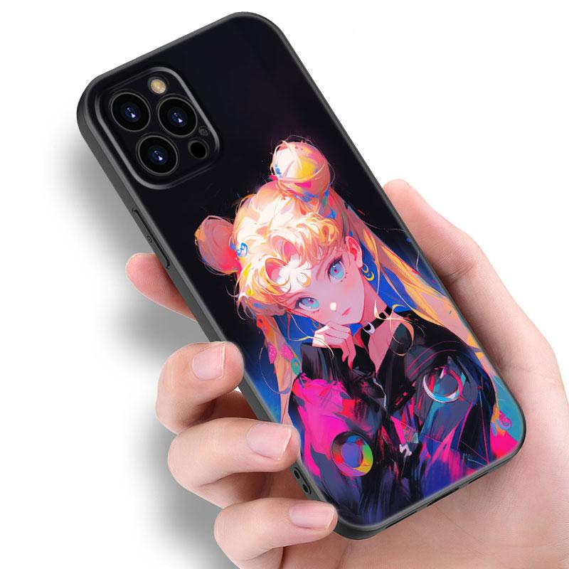 Японский мультфильм Sailor Moom черный силиконовый чехол для телефона для Apple iPhone 12 13 Mini 11 14 15 Pro Max 7 8 Plus X XR XS SE 2020 2022