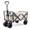 Portable Wagon - Ultra-Compact Folding Wagon - All-Terrain Wheels - 100kg - 600D Oxford Fabric - Beige