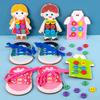 Children's Threading Toy Wooden Montessori Tie Shoelace Clothes Buttons Training Life Skills Teaching Aid Clothes Threading Game