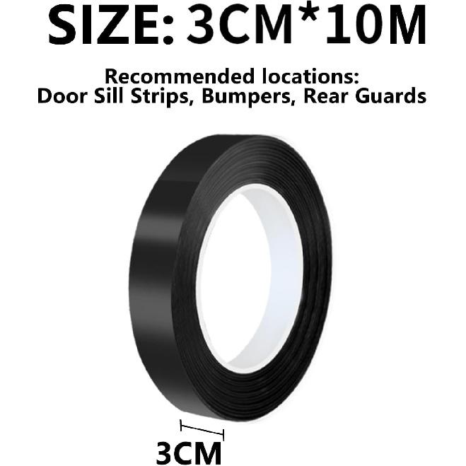 Gloss Black Vinyl Wrap Tape Roll, Self-Adhesive Black Out Chrome Delete Tape With Tool Kit Air Release Adhesive Detailing Wrap DIY Car Door Sill