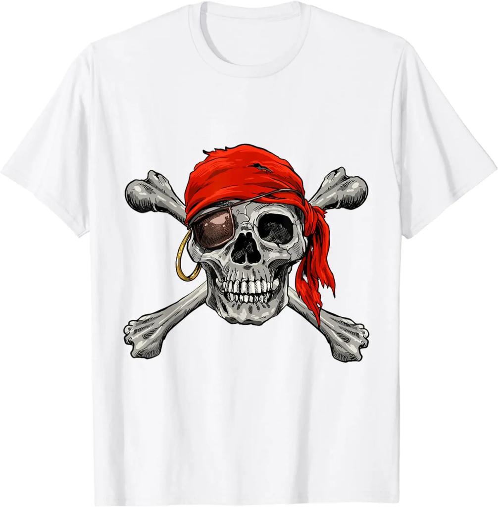 Пиратская футболка «Весёлый Роджер» Футболка с черепом и костями Футболка на Хэллоуин
