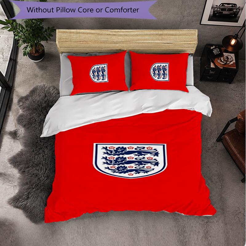 England national football team 3 Piece Bedding Set Soft Duvet Cover Set with Pillowcases Printed Bedroom Decor Set for Home