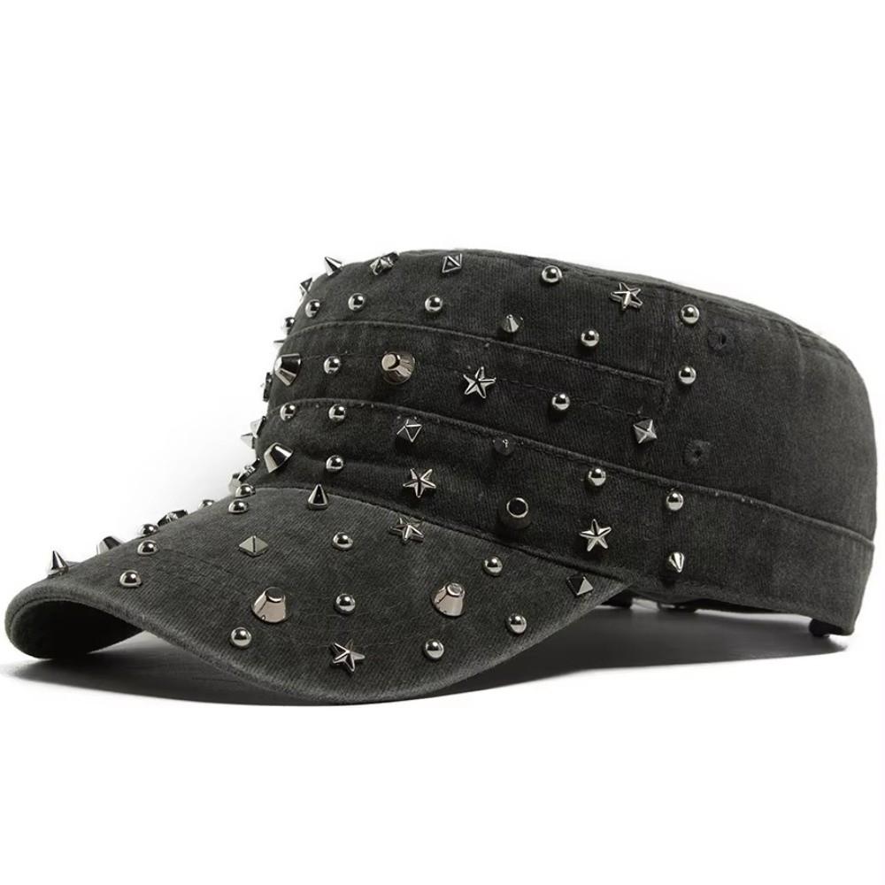 Adjustable Flat Hat Cap Rivet Design Trucker Hat Vintage Baseball Cap For Women Men
